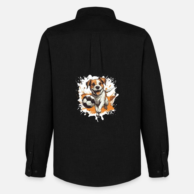 Jack Russel Terrier Cane Calcio Sport - Stanley/Stella Camicia Oxford uomo - nero