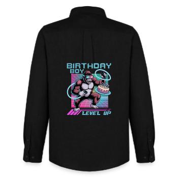 Birthday Gamer VR - Men's Oxford Shirt by Stanley/Stella - black - Back - AI Model Male 185 dark (185cm)