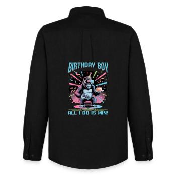 Birthday Gamer VR - Men's Oxford Shirt by Stanley/Stella - black - Back - AI Model Male 185 dark (185cm)