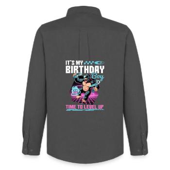 Birthday Gamer VR - Men's Oxford Shirt by Stanley/Stella - anthracite - Back - AI Model Male 185 dark (185cm)