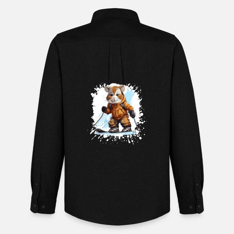 Pferd Ski Skifahren - Männer Oxford Hemd von Stanley/Stella - Schwarz