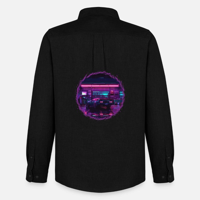 Neon Garage – RetroRift Night Edition - Männer Oxford Hemd von Stanley/Stella - Schwarz