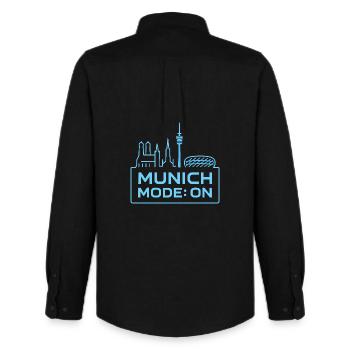 Munich Mode sur Skyline Bayern Design - Chemise Oxford homme Stanley/Stella - noir - Dos - AI Model Male 185 dark (185cm)