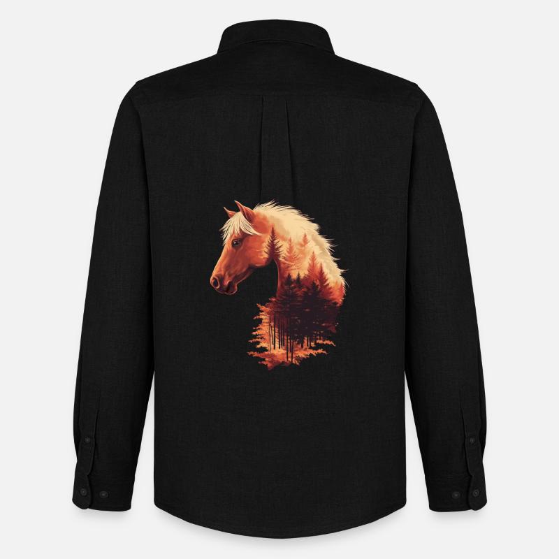 Pferd Herbst - Männer Oxford Hemd von Stanley/Stella - Schwarz