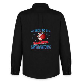 SANTA BARISTA - Männer Oxford Hemd von Stanley/Stella - Schwarz - Hinten - AI Model Male 185 dark (185cm)