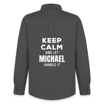 Keep Calm Lass Michael das regeln Lustiger Spruch - Männer Oxford Hemd von Stanley/Stella - Anthrazit - Hinten - AI Model Male 185 dark (185cm)