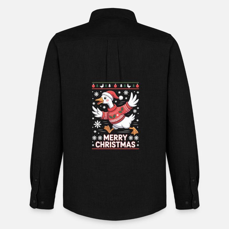 Weihnachtsgans im Pullover - Männer Oxford Hemd von Stanley/Stella - Schwarz