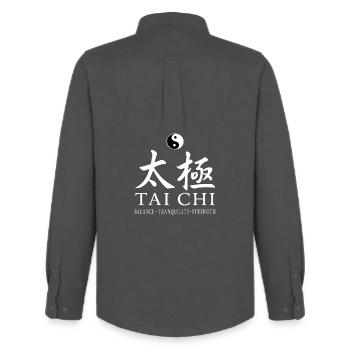 Balance Tranquility Strength Tai Chi Spiritual - Men's Oxford Shirt by Stanley/Stella - anthracite - Back - AI Model Male 185 dark (185cm)