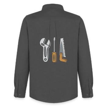 Tool Set – DIY Design - Men's Oxford Shirt by Stanley/Stella - anthracite - Back - AI Model Male 185 dark (185cm)