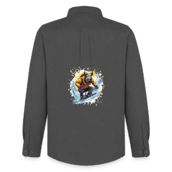 Rhino Snowboard - Chemise Oxford homme Stanley/Stella - charbon - Dos - AI Model Male 185 dark (185cm)