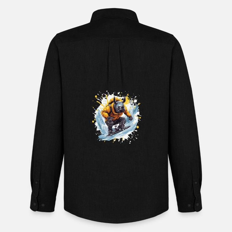 Nashorn Snowboard - Männer Oxford Hemd von Stanley/Stella - Schwarz