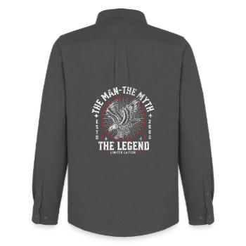 2008 The Man The Myth The Legend Limited Edition - Men's Oxford Shirt by Stanley/Stella - anthracite - Back - AI Model Male 185 dark (185cm)