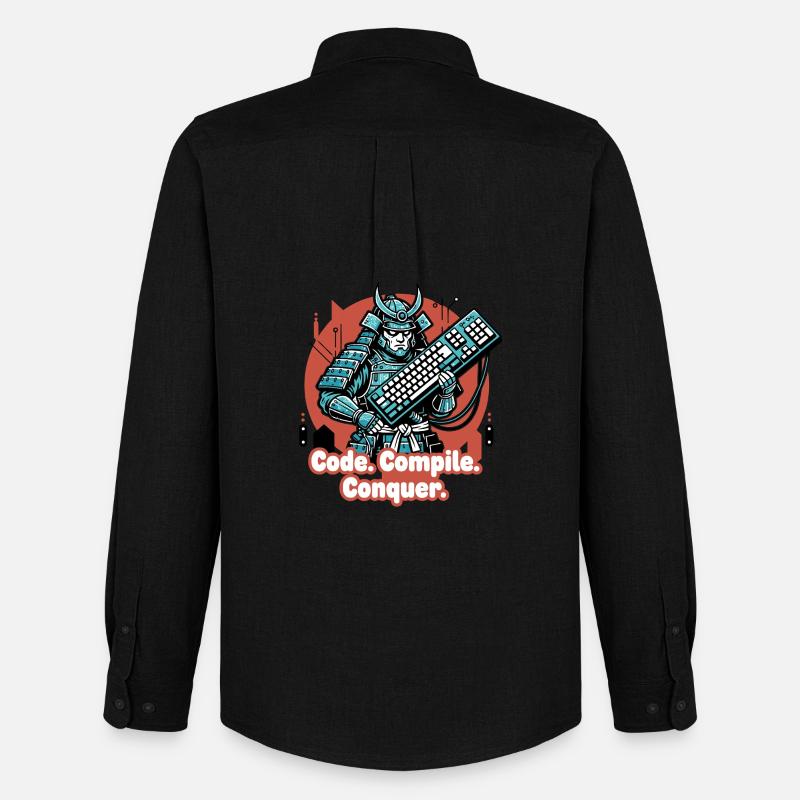 Code Battle Samurai with Keyboard - Men's Oxford Shirt by Stanley/Stella - black