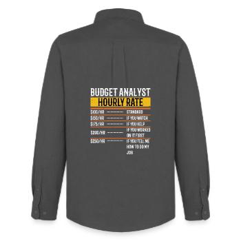 Analyste budgétaire Taux horaire Drôle Directeur du budget - Chemise Oxford homme Stanley/Stella - charbon - Dos - AI Model Male 185 dark (185cm)
