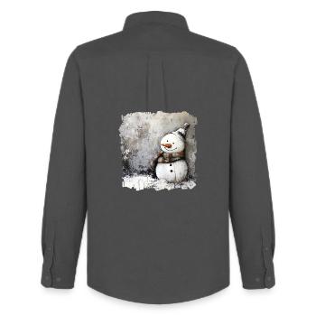 Winterlicher Schneemann mit Schal - Männer Oxford Hemd von Stanley/Stella - Anthrazit - Hinten - AI Model Male 185 dark (185cm)