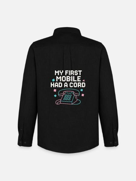 My first phone had a cable - Men's Oxford Shirt by Stanley/Stella - black