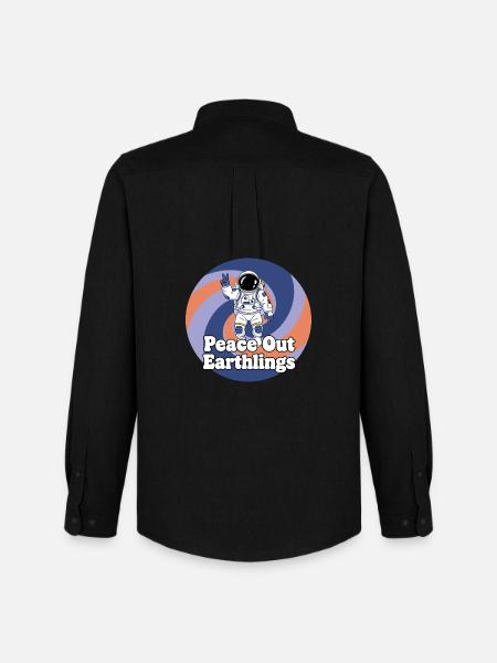 Astronaut Peace Out Earthlings - Men's Oxford Shirt by Stanley/Stella - black