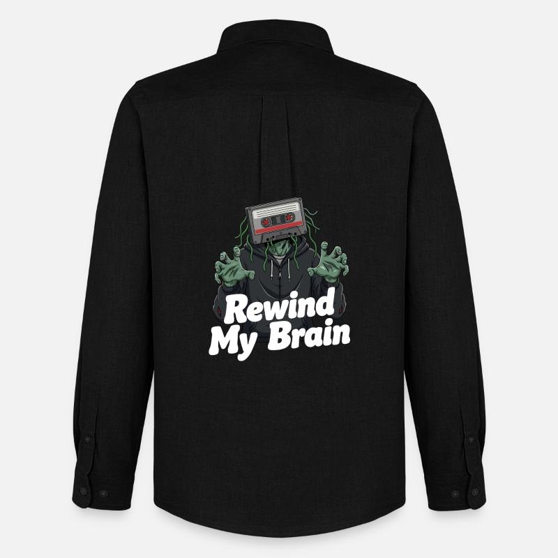 Rewind My Brain Zombie Illustration - Männer Oxford Hemd von Stanley/Stella - Schwarz