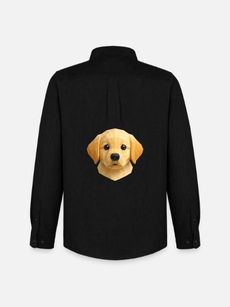 Cute Golden Retriever Puppy – Polygon Dog Design - Men's Oxford Shirt by Stanley/Stella - black