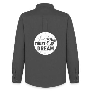 TRUST YOUR DREAM - Männer Oxford Hemd von Stanley/Stella - Anthrazit - Hinten - AI Model Male 185 dark (185cm)