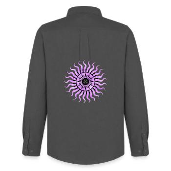 Dreamy Purple Sun - Men's Oxford Shirt by Stanley/Stella - anthracite - Back - AI Model Male 185 dark (185cm)