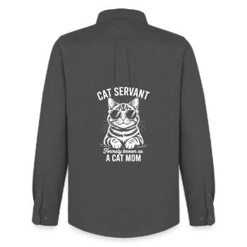 Katzen Spruch Mama Mutter Lustiges Katzen Geschenk - Männer Oxford Hemd von Stanley/Stella - Anthrazit - Hinten - AI Model Male 185 dark (185cm)