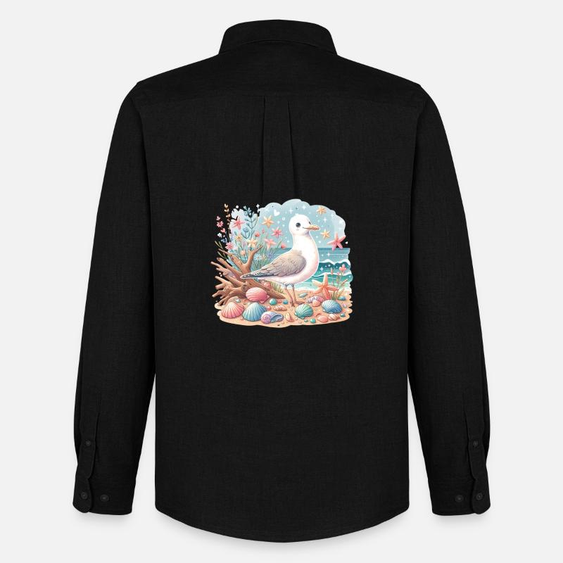 Möwe Strand Muscheln Maritim Küste - Männer Oxford Hemd von Stanley/Stella - Schwarz