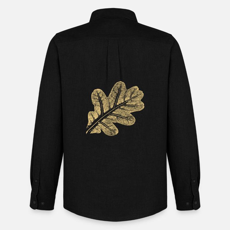 Blatt Eiche / Eichenblatt - Natur Design - Männer Oxford Hemd von Stanley/Stella - Schwarz
