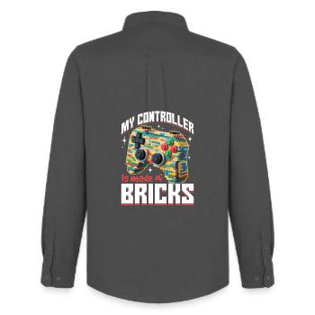 Building Blocks Gamer Gaming Brick Builder - Men's Oxford Shirt by Stanley/Stella - anthracite - Back - AI Model Male 185 dark (185cm)