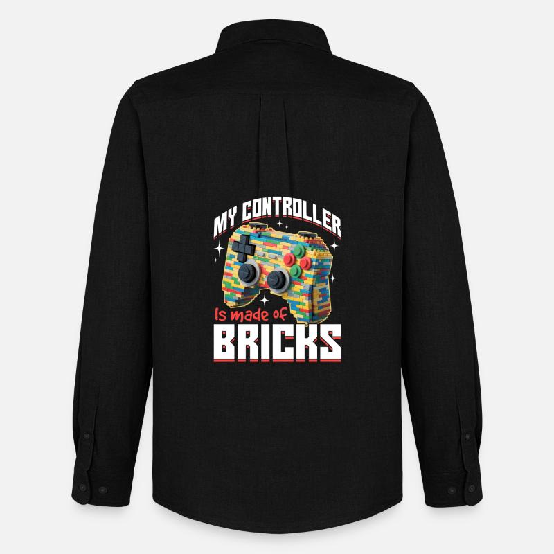 Building Blocks Gamer Gaming Brick Builder - Männer Oxford Hemd von Stanley/Stella - Schwarz