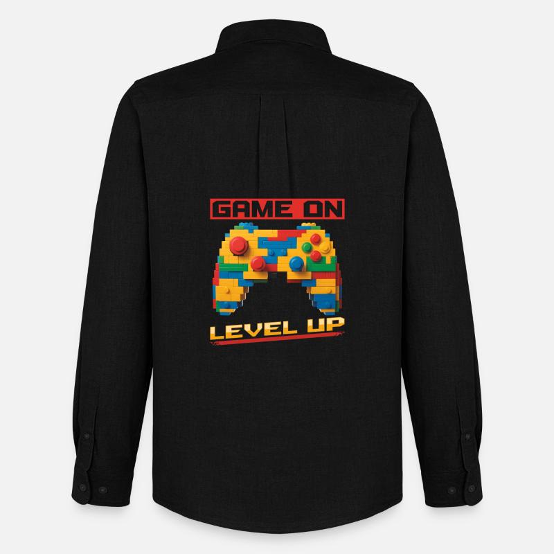 Building Blocks Gamer Gaming Brick Builder - Männer Oxford Hemd von Stanley/Stella - Schwarz