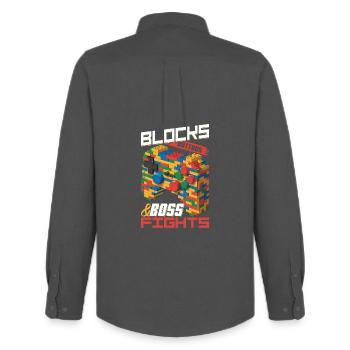 Building Blocks Gamer Gaming Brick Builder - Men's Oxford Shirt by Stanley/Stella - anthracite - Back - AI Model Male 185 dark (185cm)