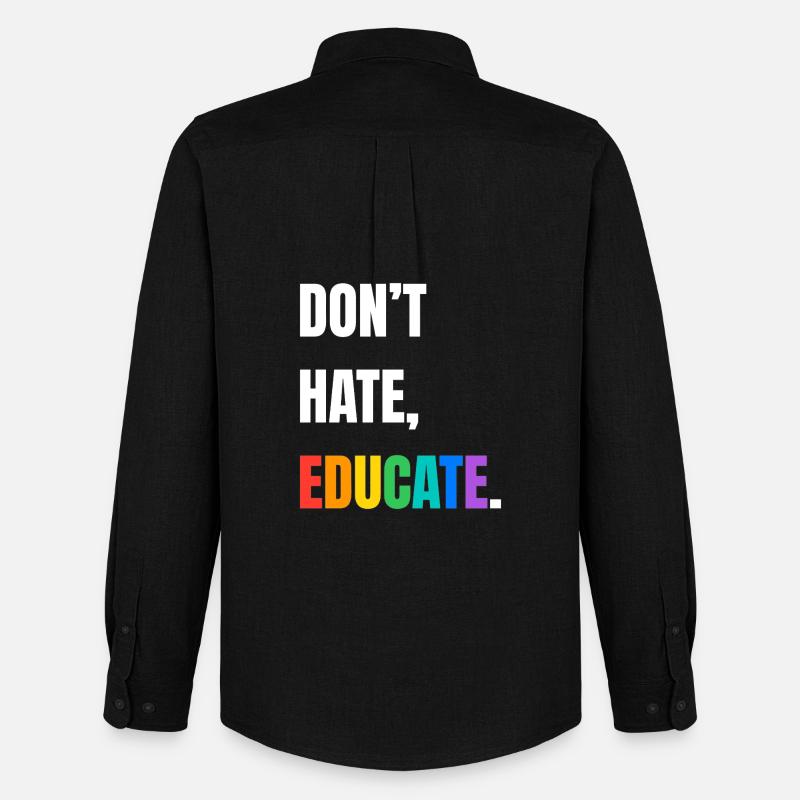 Dont Hate Educate Rainbow Font - Men's Oxford Shirt by Stanley/Stella - black