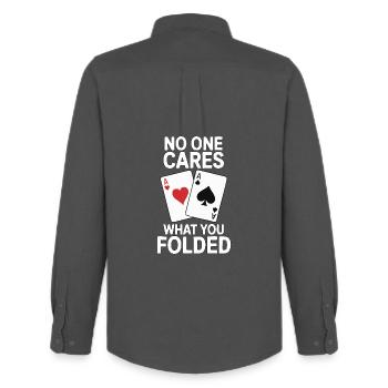 Poker - No One Cares Saying Design - Men's Oxford Shirt by Stanley/Stella - anthracite - Back - AI Model Male 185 dark (185cm)