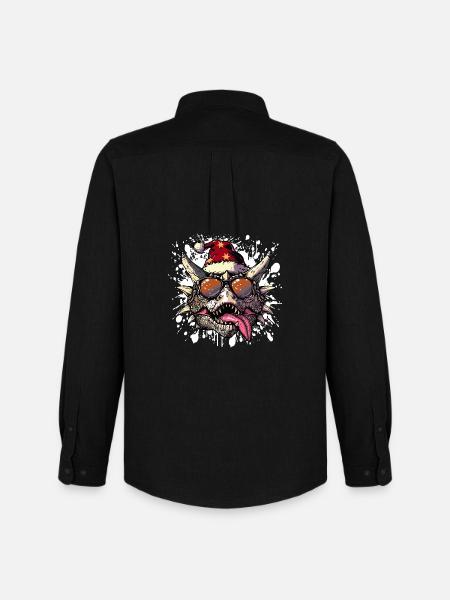Dinosaur stegosaurus Christmas Funny - Men's Oxford Shirt by Stanley/Stella - black