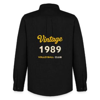 Millésime 1989 – Volleyball Club Rétro Année de naissance - Chemise Oxford homme Stanley/Stella - noir - Dos - AI Model Male 185 dark (185cm)