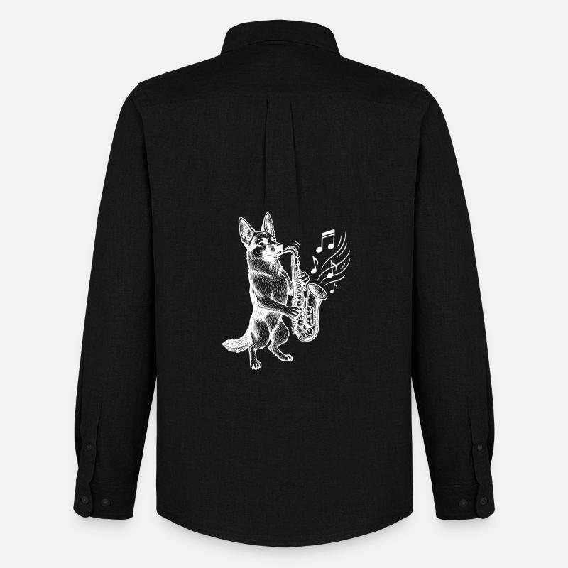 Deutscher Schäferhund Saxophon Art Hund - Männer Oxford Hemd von Stanley/Stella - Schwarz