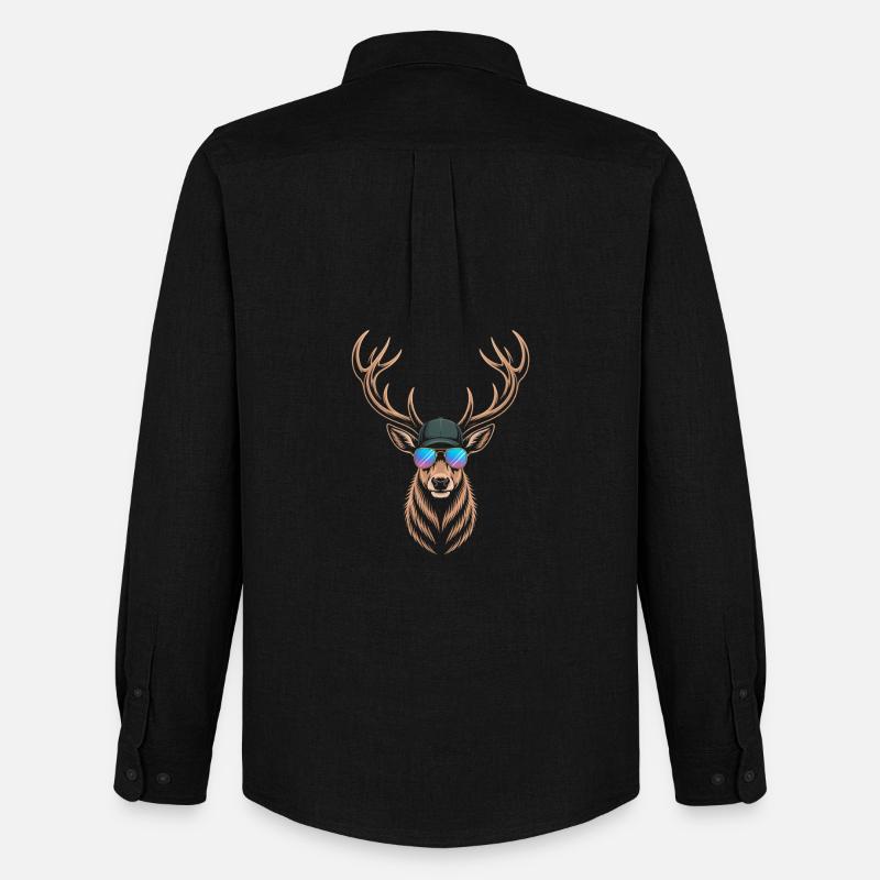 Cooler Hirsch mit Geweih  - Männer Oxford Hemd von Stanley/Stella - Schwarz
