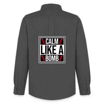 Calme comme une bombe Paradoxe Ironie Humour Blague explosive - Chemise Oxford homme Stanley/Stella - charbon - Dos - AI Model Male 185 dark (185cm)