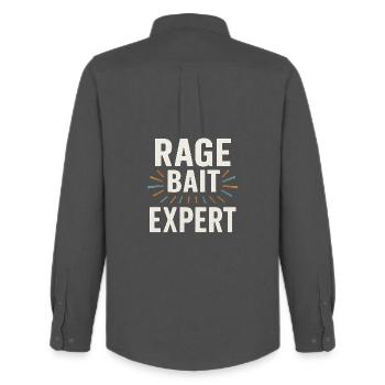 Rage Bait Experte, lustige Sprüche - Männer Oxford Hemd von Stanley/Stella - Anthrazit - Hinten - AI Model Male 185 dark (185cm)