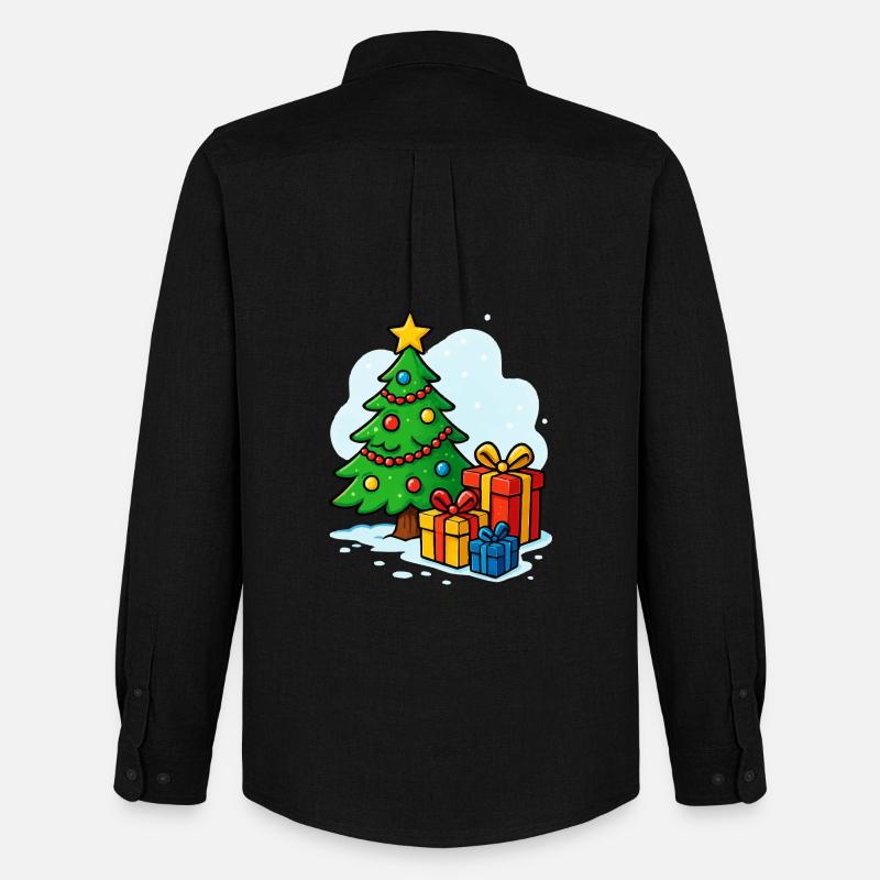 Weihnachtsbaum Cartoon Geschenke - Männer Oxford Hemd von Stanley/Stella - Schwarz