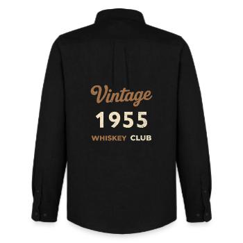 Millésime 1955 – Whiskey Club Rétro Année de naissance - Chemise Oxford homme Stanley/Stella - noir - Dos - AI Model Male 185 dark (185cm)