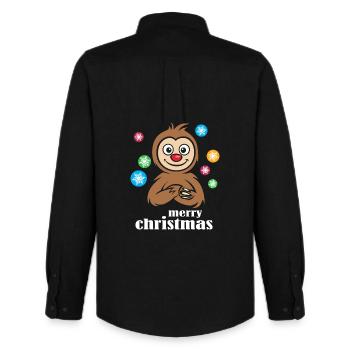 Weihnachts-Faultier Cartoon mit Schneeflocken - Männer Oxford Hemd von Stanley/Stella - Schwarz - Hinten - AI Model Male 185 dark (185cm)