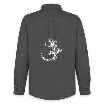 Silhouette de gecko léopard gecko en contraste élevé - Chemise Oxford homme Stanley/Stella - charbon - Dos - AI Model Male 185 dark (185cm)