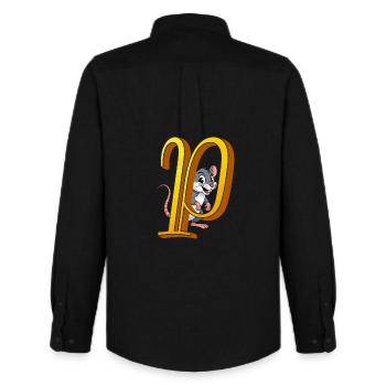 BUCHSTABE P - Männer Oxford Hemd von Stanley/Stella - Schwarz - Hinten - AI Model Male 185 dark (185cm)