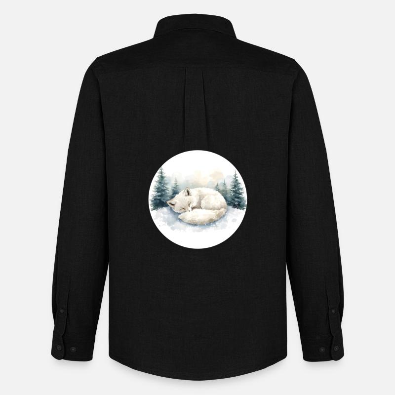 Polarfuchs Schneeschlaf Aquarell - Männer Oxford Hemd von Stanley/Stella - Schwarz