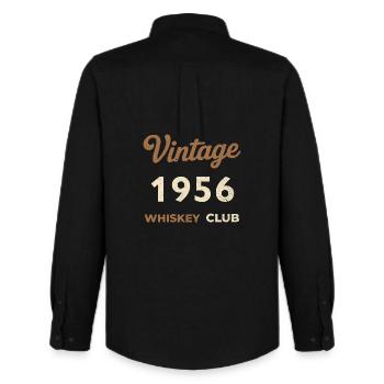 Millésime 1956 – Whiskey Club Rétro Année de naissance - Chemise Oxford homme Stanley/Stella - noir - Dos - AI Model Male 185 dark (185cm)