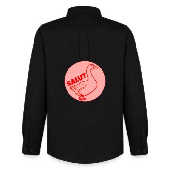 oie amusante salut - Chemise Oxford homme Stanley/Stella - noir - Dos - AI Model Male 185 dark (185cm)
