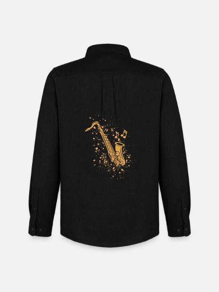 Saxophone Jazz Saxophonist Orchestra Musicians - Men's Oxford Shirt by Stanley/Stella - black