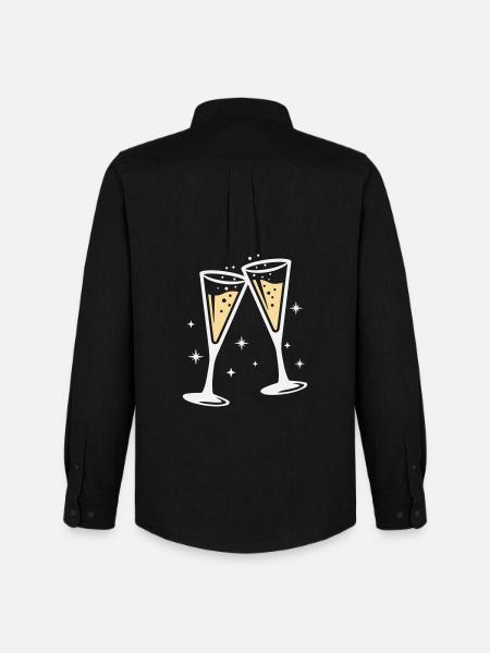 Sektglas Prosecco Sekt Alkohol Prost - Men's Oxford Shirt by Stanley/Stella - black